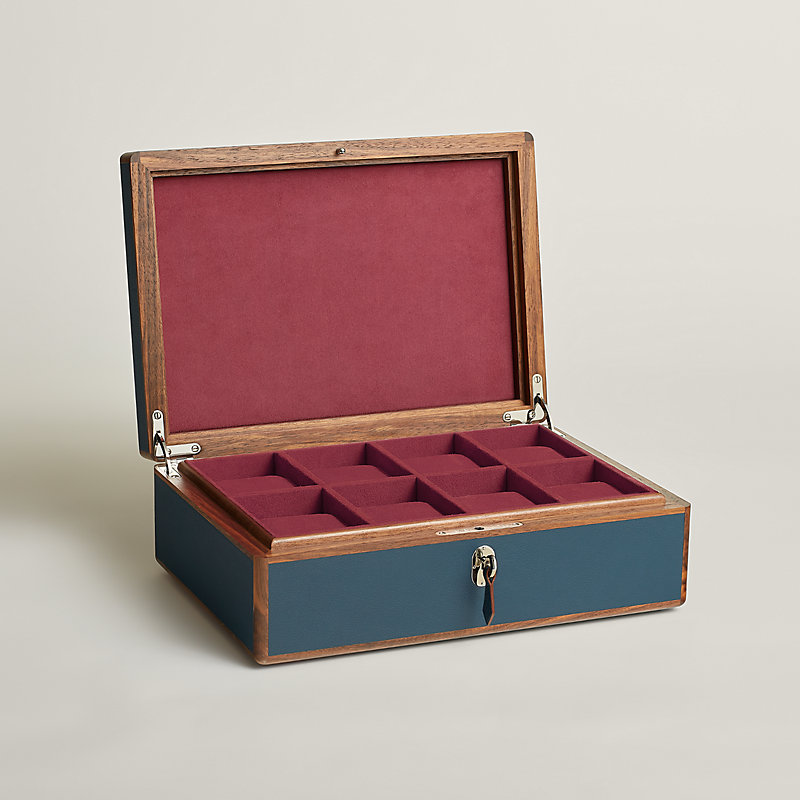 HERMES 赤 ベルベット タンクトップ Amalthee Anchor Chain 17 watch box, large model - Blue | Hermès USA